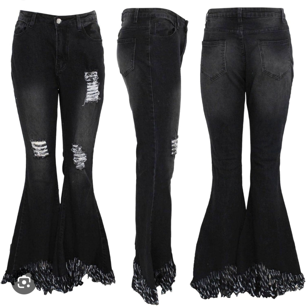 LEMON Black Faded Distressed Flare Jeans - Size 29